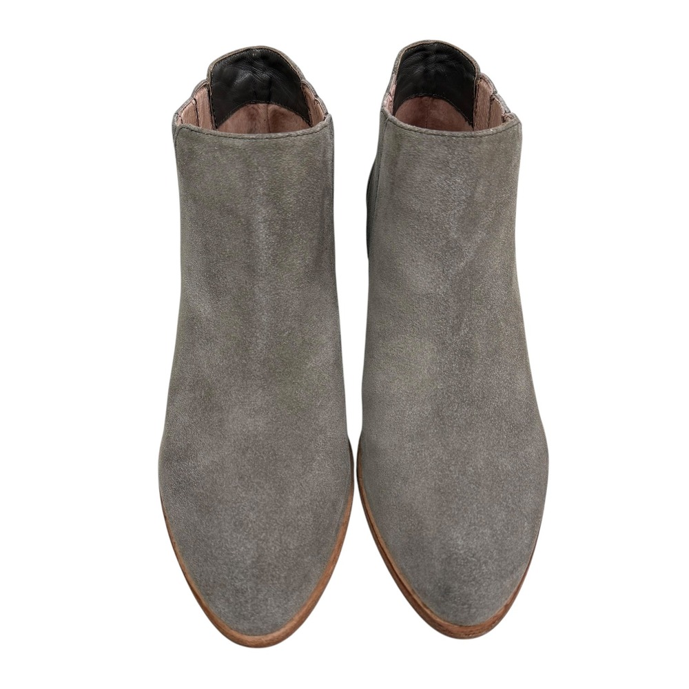 Joie Women Suede Ankle Boots Western Style Stacked Block Heel Taupe Pull On 39.5 - Picture 5 of 11